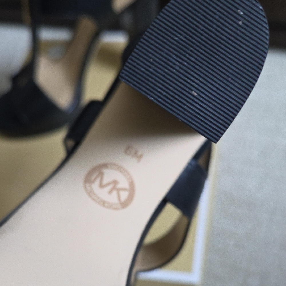 MICHAEL Michael Kors Black Leather Gold-Zip T-Strap Platform Heels - Picture 5 of 7